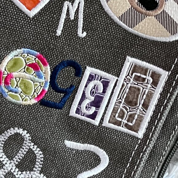 Zia Poppy Italy Canvas Crossbody Bag Multicolor Embroidered Boho Patchwork - Picture 4 of 14